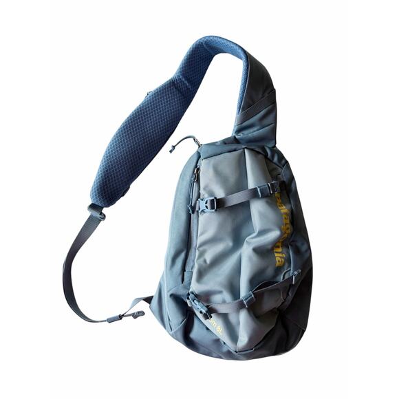 Patagonia Atom Sling Bag Backpack Crossbody Dusty Blue and Yellow